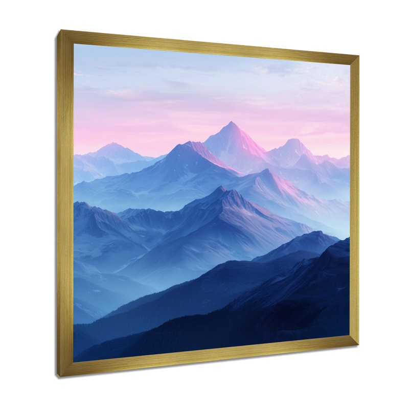 Gilan, montagnes mauves dans la lumière du matin I - montagnes, art mural, Reproduction encadrée d'une seule photo, Doré