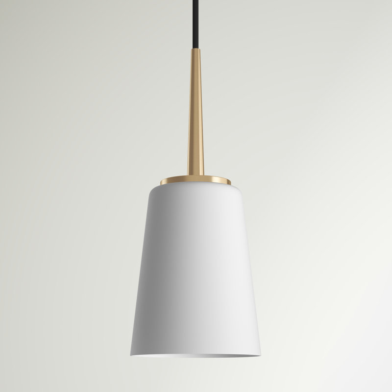 Mini-luminaire suspendu Driscoll de génération Lighting , Laiton satiné, A19 100 W moyen, Opale