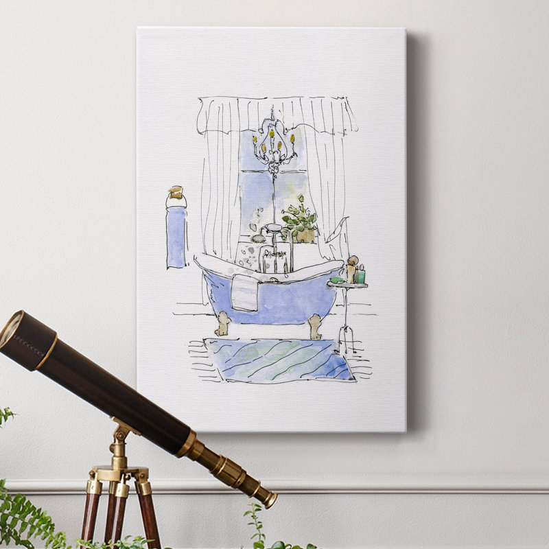 «Sketchy Bath I», reproduction sur toile tendue, H 27 po x l 18 po x P 1 po