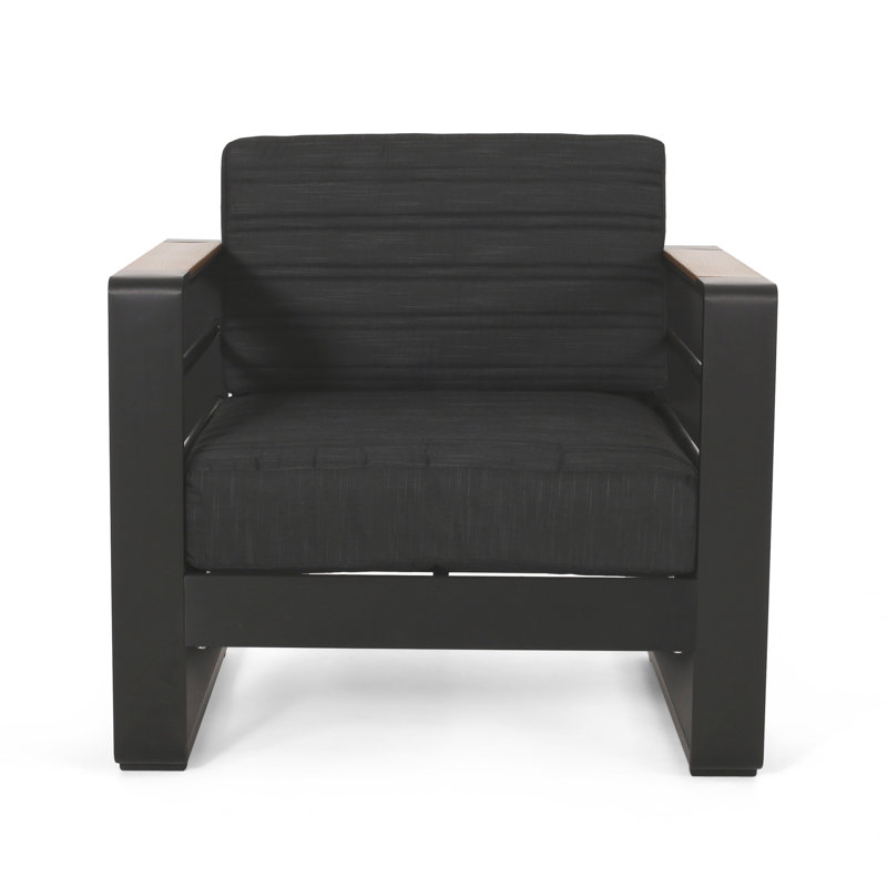 Shining Club Chair - Aluminum Build, Water- Cushions, Slat Lustre Lightweight Aluminum, Open Seat, 28.07"W X 24.26"H