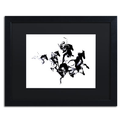 "chevaux noirs" , impression encadrée sur toile noire