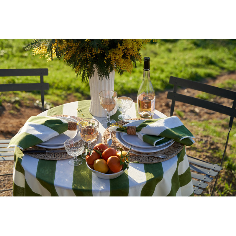 Brezhane Tablecloth - Stripes, 90" Square, Vert