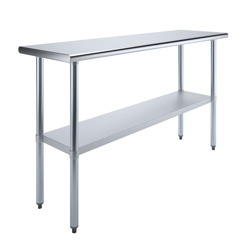 60" Stainless Steel Kitchen Utility Table with Galvanized Undershelf