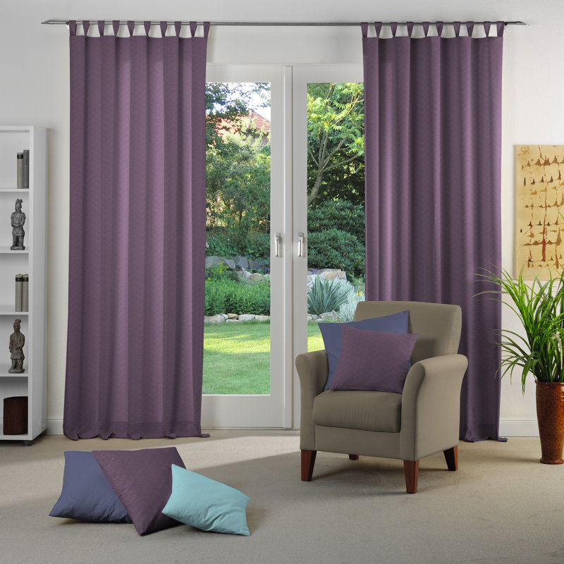 Uni Collection 100% Cotton Room Darkening Curtain Single Panel, 142cm Width x 295cm Drop, Aubergine