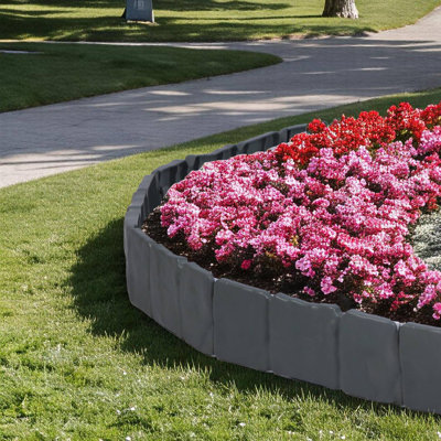 Ensemble de 20 bordures de jardin à effet pavés, bordures paysagères flexibles en PVC emboîtables, bordures de pelouse sans creuser de 4,88 m (16 pi) pour parterres de fleurs, allées, contours d'arbres et aménagements paysagers.