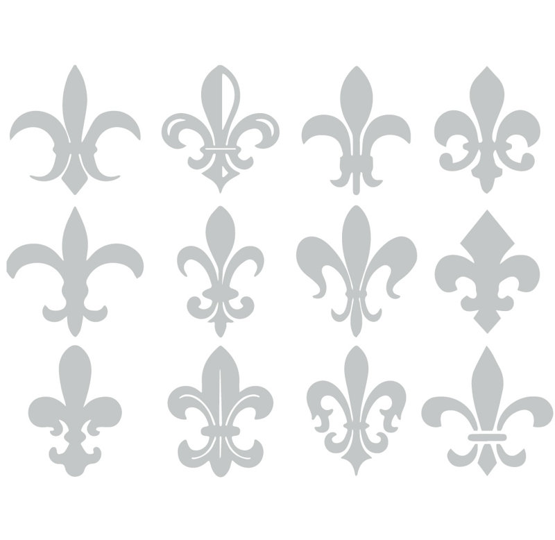Décalcomanie murale motif fleur du lis, Gris clair, H 24 po x l 32 po x P 0,01 po