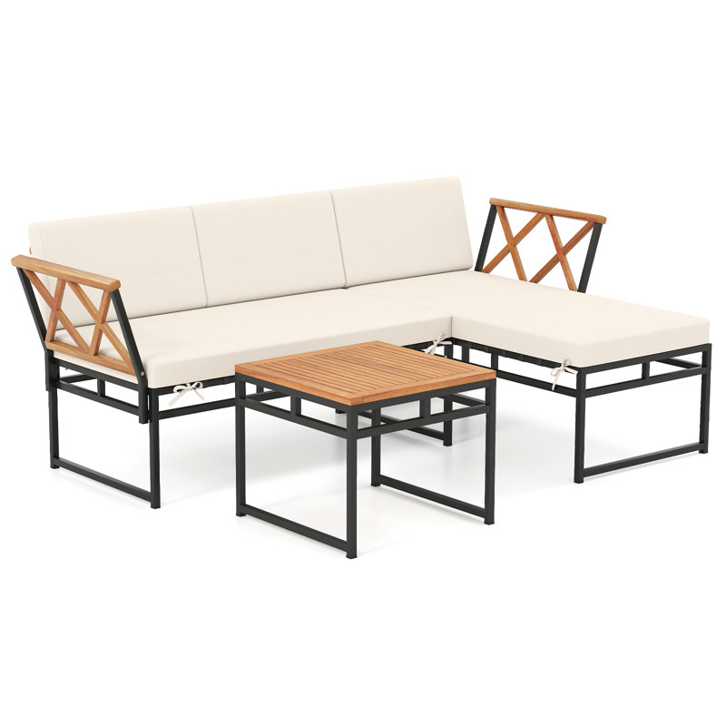 Ensemble de 3 meubles de patio en forme de L avec causeuse