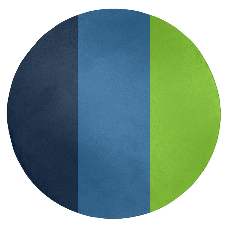Tapis à rayures bleu/bleu anthracite/vert aurora, Rond 5 pi