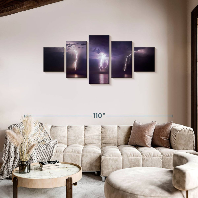 Lightning Strikes Above The Ocean, 36" H x 80" W