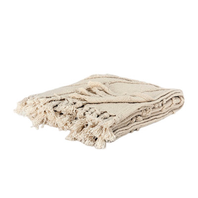 Jeté 100% coton naturel tissé naturel