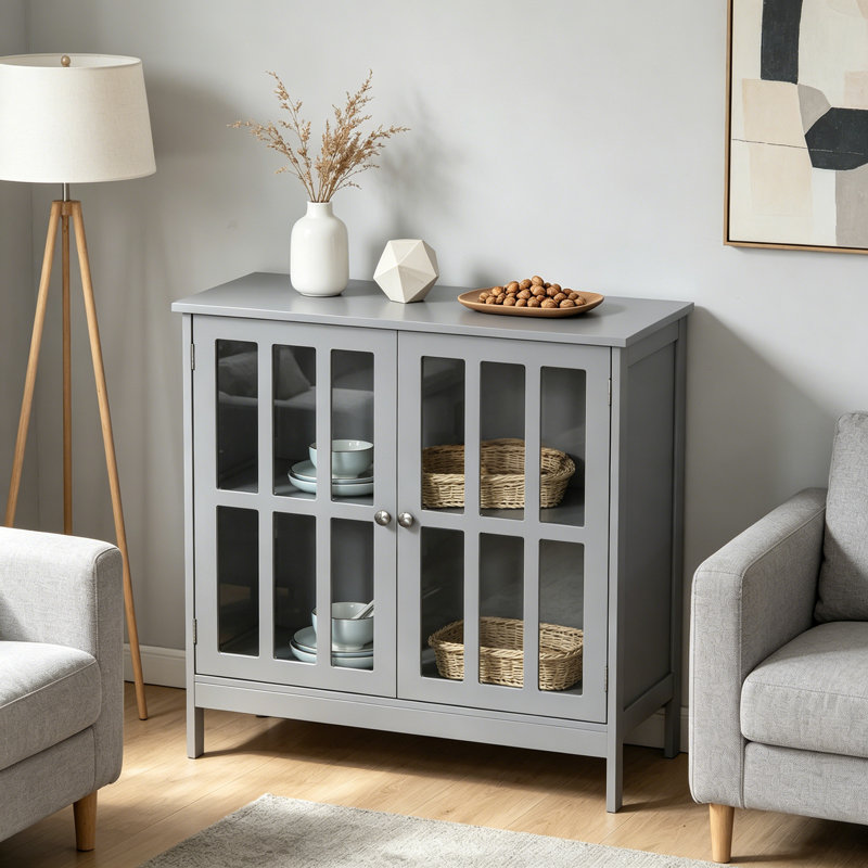 Buffet, armoire de rangement, armoire grise