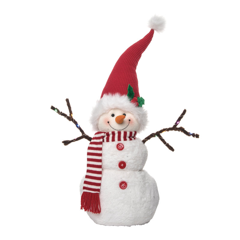 Polyester 24 in. Multicolor Christmas Plush Light Up Snowman Decor