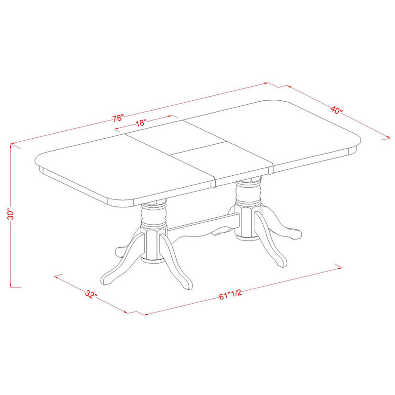 Ensemble de table de salle à manger 7 pièces composé d'une table rectangulaire avec feuille papillon et 6 chaises de salle à manger, babeurre et cerise