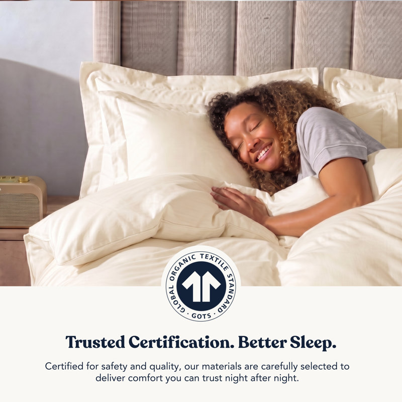 Delara GOTS Certified 100% Organic Cotton Sateen Duvet Cover Set, 400TC, Long Staple, Soft & Breathable, Ivory