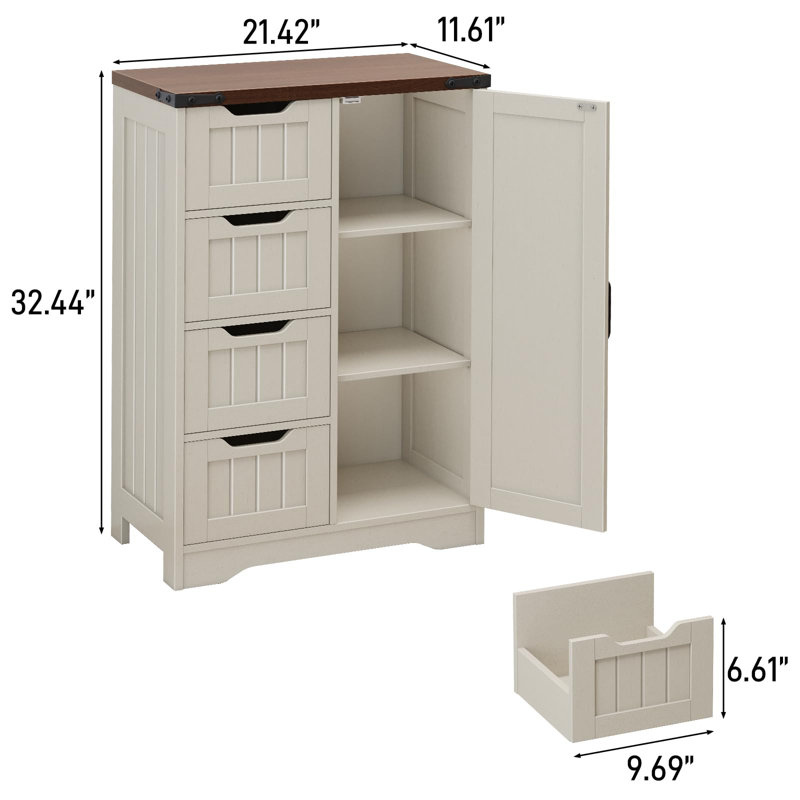 Farmhouse Bathroom Cabinet, White