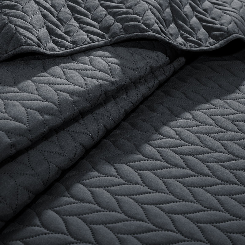 Microfiber Embossed Queen Quilt Sets| Hotel-Quality Bedspread, Charcoal, Queen Bedspread ( 90 x 96)+ 2 Standard Pillowcases