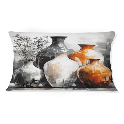 Vase en terre cuite brun et gris - Coussin Boho