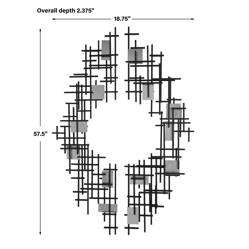 Elliptical Black and Gold Metal Wall Sculpture Set
