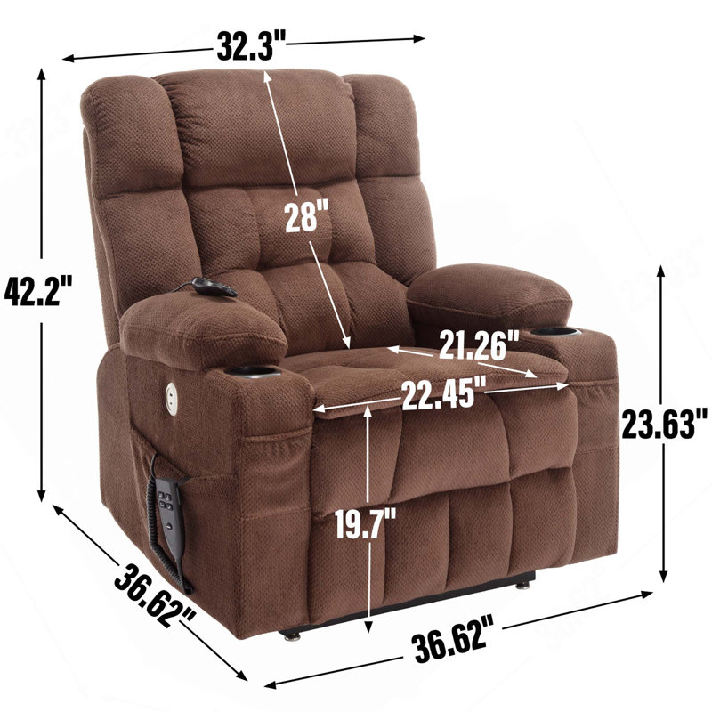 Fauteuil inclinable à double moteur en chenille à 2 positions avec porte-gobelet, massage par vibration à 8 points et chauffage lombaire