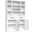 Bibliothèque en métal de 71 pouces de hauteur avec tiroirs, tablettes réglables et portes d'armoire pour l'organisation de la chambre à coucher