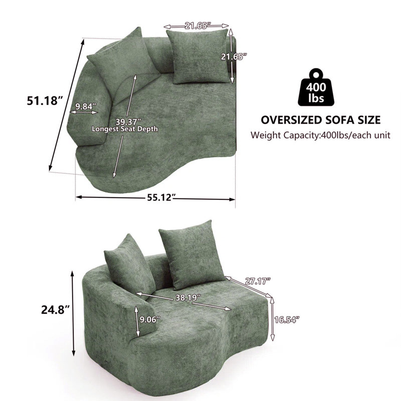 Chaise longue rembourrée incurvée sans siège requise