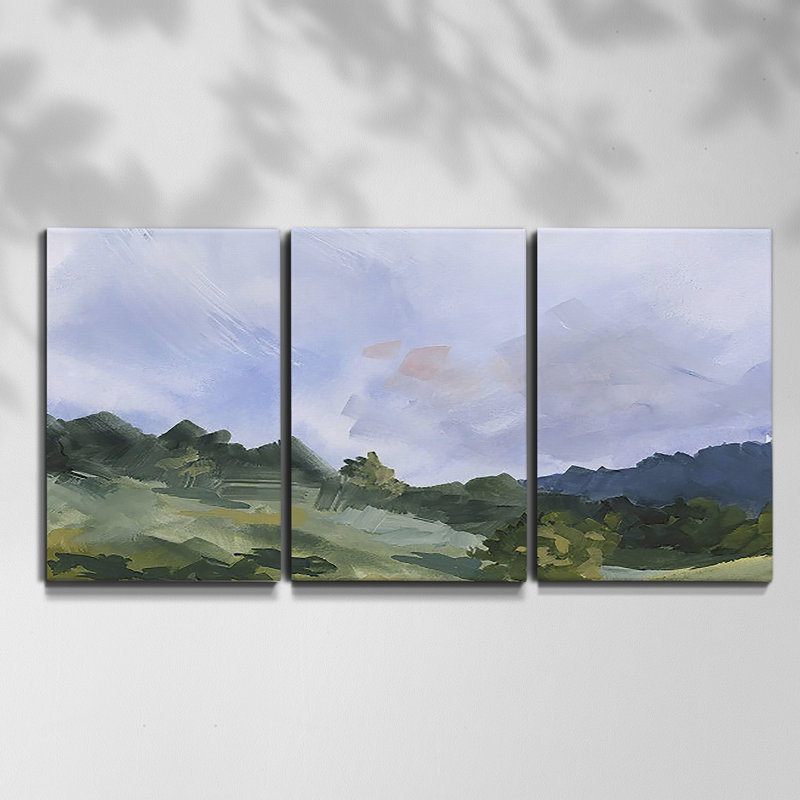 «Layered Horizon II», encadré sur toile, 3 pièces, H 36 po x l 72 po x P 2 po