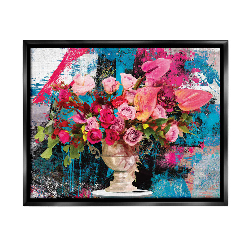 "Urban Rose Bouquet" par Porter Hastings sur toile, Cadre flottant noir de jais, H 17 po x l 21 po