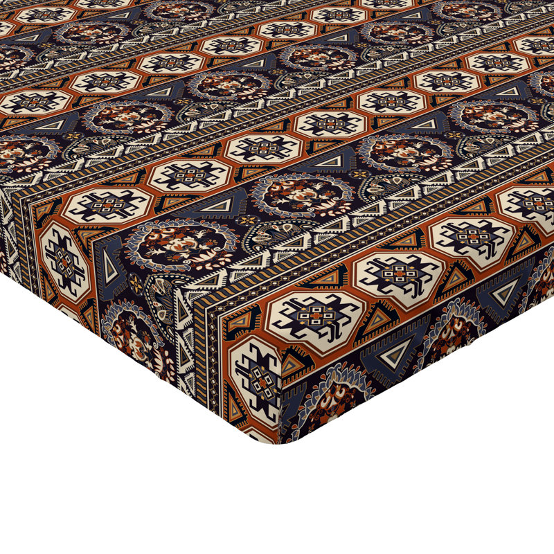 Drap-housse oriental Ambesonne motifs géométriques orientaux bleu ciel foncé, Drap-housse simple TG