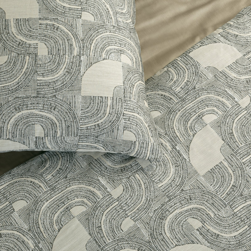 Lugano Comforter Set, Queen Comforter + 2 Standard Shams, Charcoal/Pumice