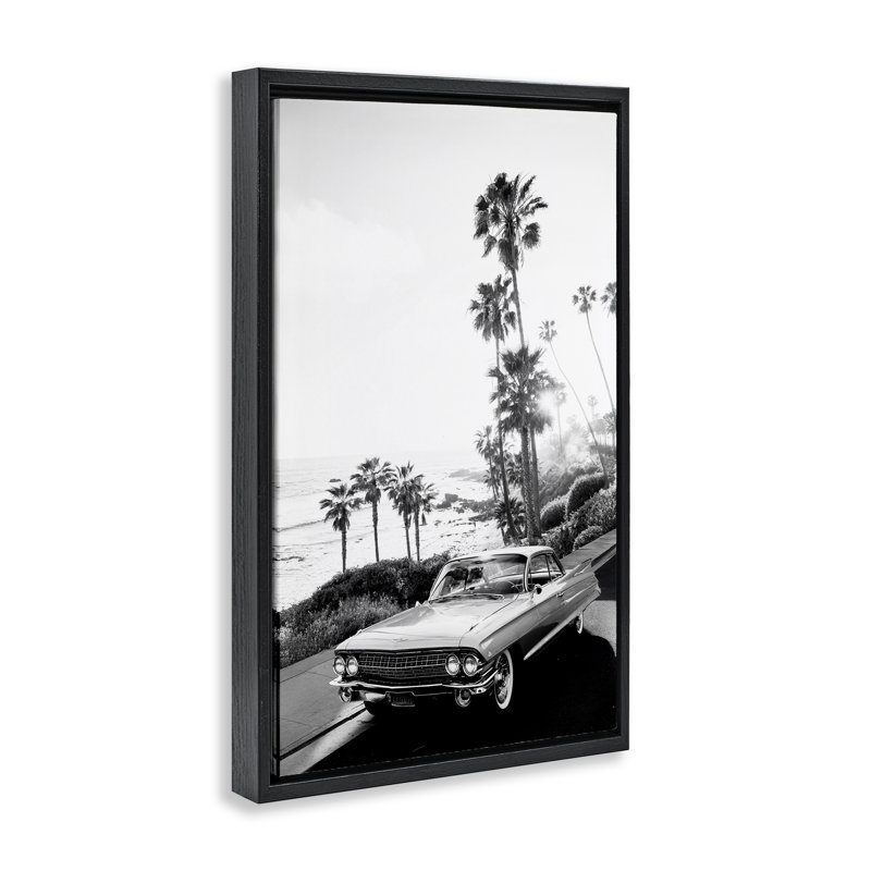 Cadre flottant Malibu Classic noir et blanc, design par Sissi et Seb, H 31 po x l 21 po, Cadre flottant noir de jais