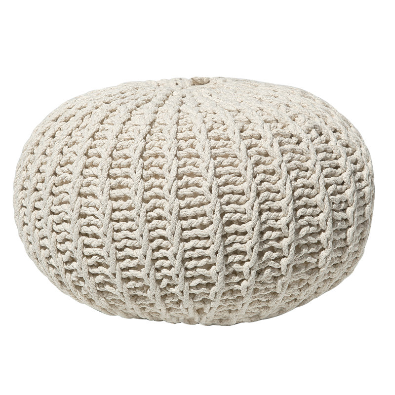 Wollano 50cm Wide Tufted Round Pouf Ottoman, Beige
