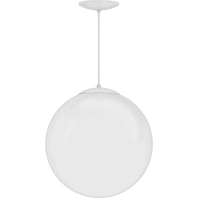  1-Light Indoor White 14" Globe Single Pendant with White Opal Glass Shade