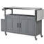 Îlot de cuisine portatif pour l'extérieur, gris, conception pliable, plateau rouille, bois de sapin, étagère réglable et support de cuisine à deux niveaux en acier inoxydable, roulettes verrouillables-134284513