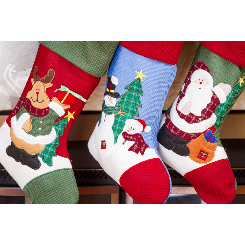 17.5" Embroidered Christmas Stocking Set