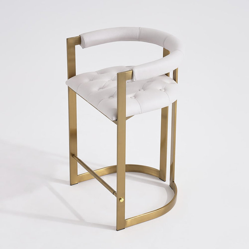 Modern Counter Height Bar Stool with Back,Counter Stool Upholstered Chair, White