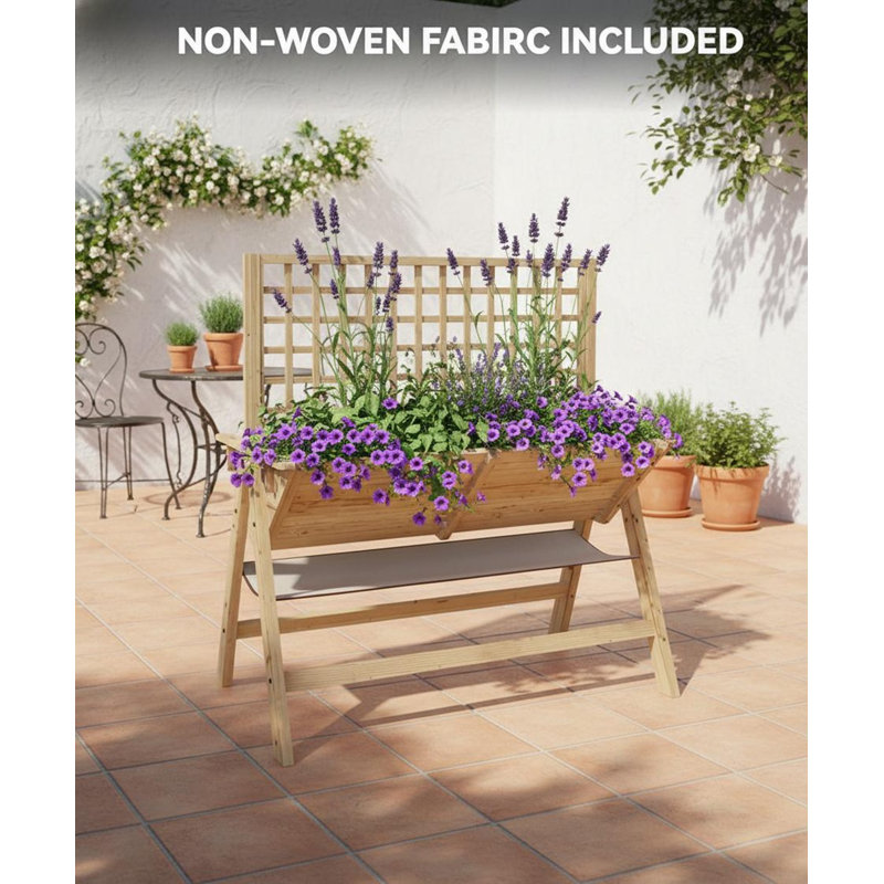 Lit de jardin surélevé avec treillis d'escalade, Beige