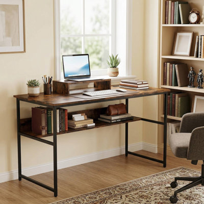 55 "X 24" Bureau d'écriture d'ordinateur de bureau moderne et robuste avec prise de courant intégrée et station de chargement USB, poste de travail multifonctionnel pour les petits bureaux
