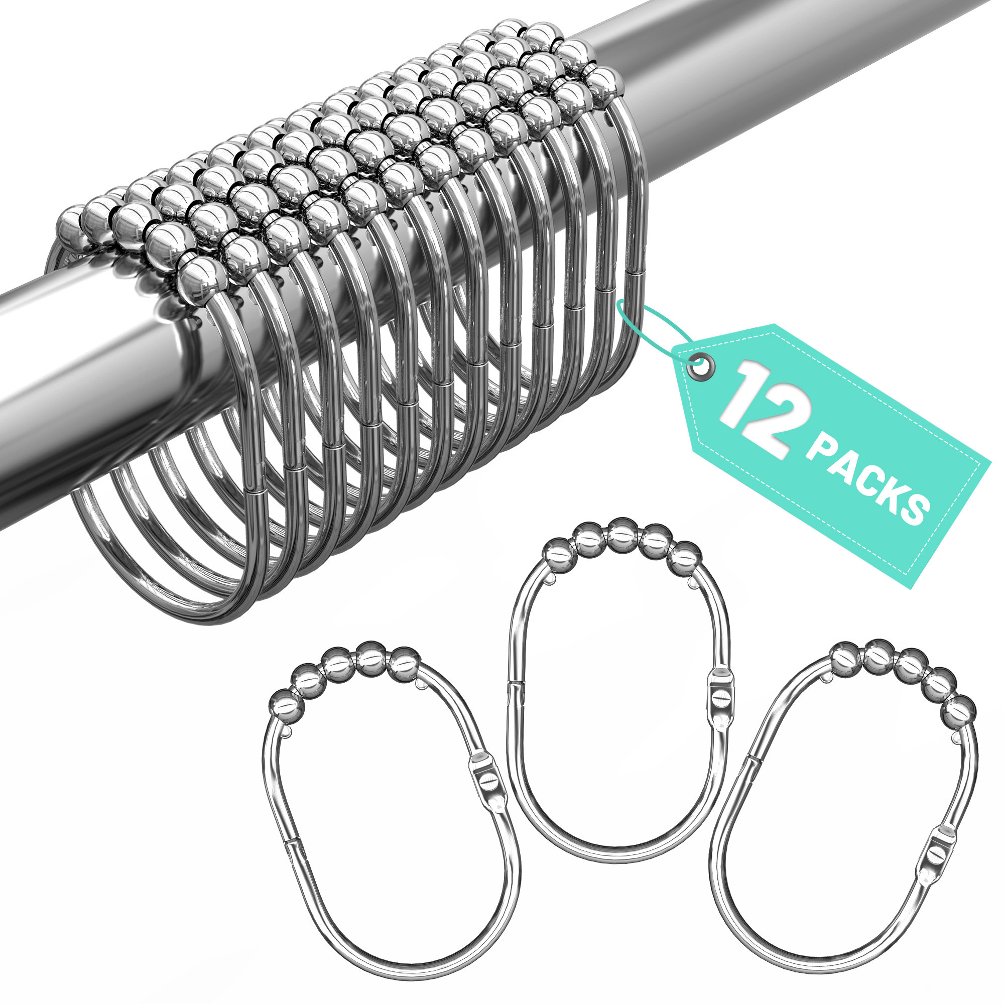 Blankendon Rust Proof Metal Shower Curtain Hooks Rings &amp; Reviews | Wayfair