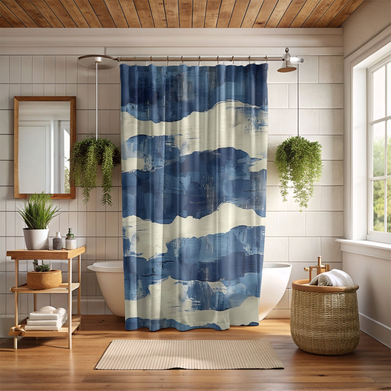 Blue Marks - Premium Shower Curtain, 74"H x 71"W