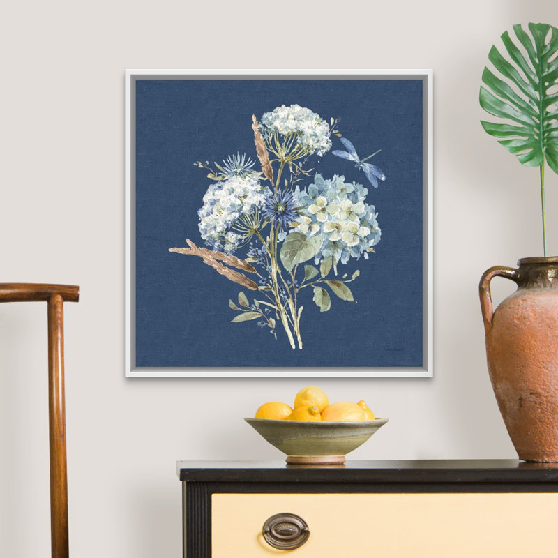 «Bohemian Blue 06 on Blue» par Lisa Audit - reproduction d'art, H 26 po x l 26 po x P 1,75 po, Toile blanche encadrée