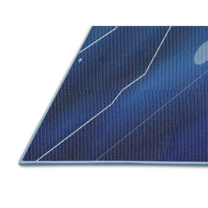 Tapis bleu/noir à motifs, Rectangle 3 pi x 5 pi