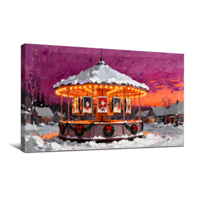 Noël, carrousel d'hiver, soirée enneigée, lumières de Noël, scène des Fêtes