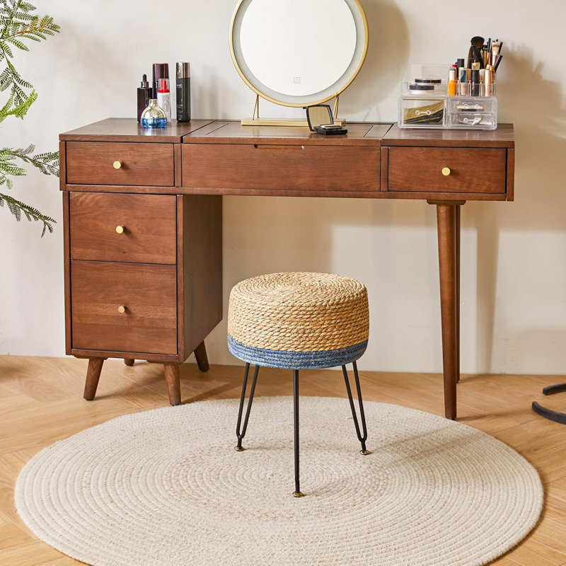 Nyell Metal Accent Stool, Brown/Blue