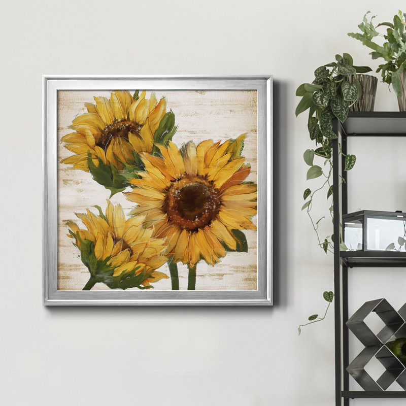 «Sunflower Summer I», reproduction d'art sur toile encadrée, H 22,5 po x l 22,5 po x P 1,5 po, Toile encadrée argentée
