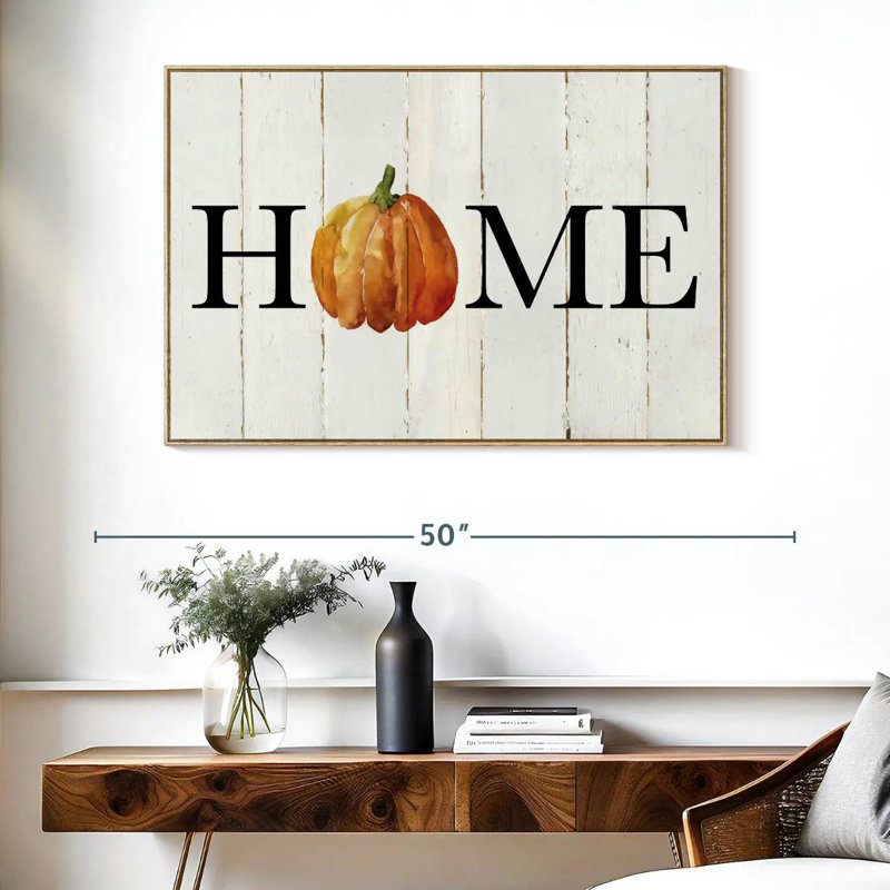 Plaque murale Home, Cadre flottant en bois naturel, 40 po x 27 po