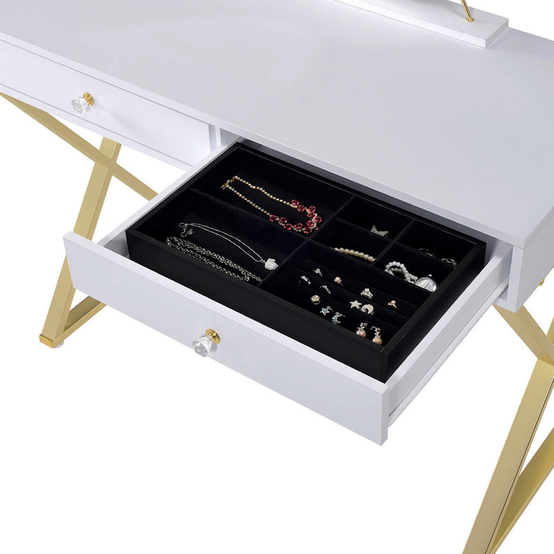 Vanity Desk W/Mirror & Jewelry Tray