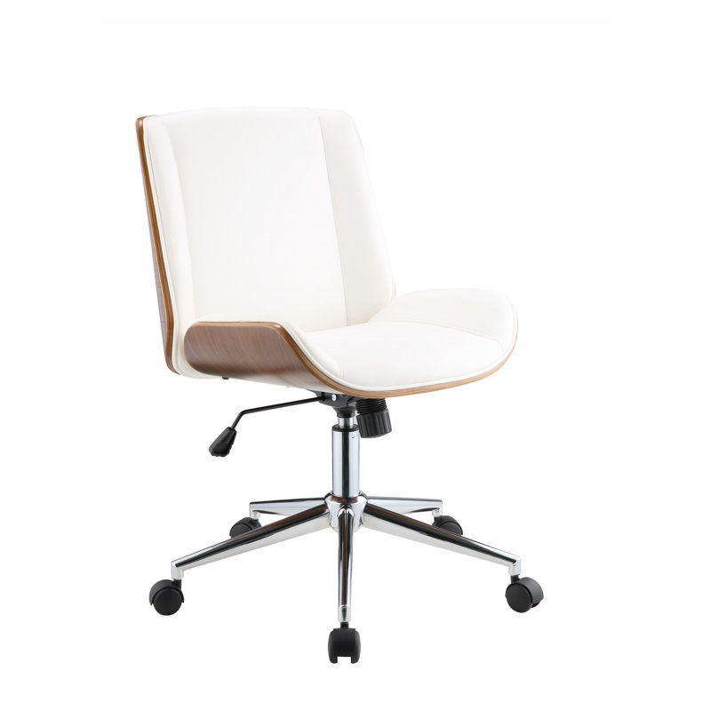 Chaise de bureau en similicuir et noyer blanc 21 po x 25 po x 3438 po