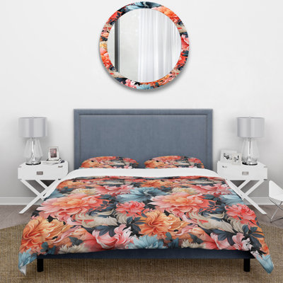 Ensemble de housse de couette à motif floral Pink Rebel Soul