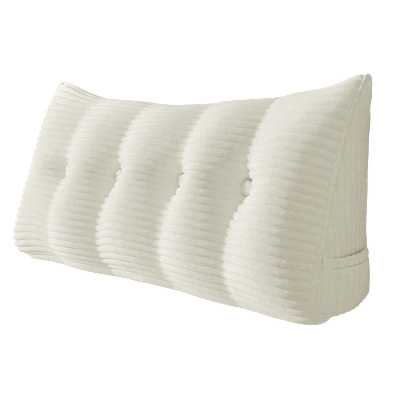 Lit à dossier assis en velours côtelé confortable, tête de lit, coussin de lecture, dossier triangulaire, compression, Blanc