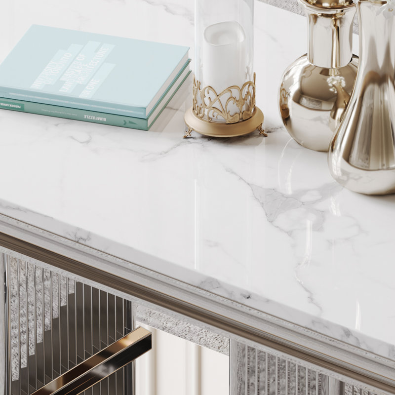 Coffee Table, Silver, Marble White